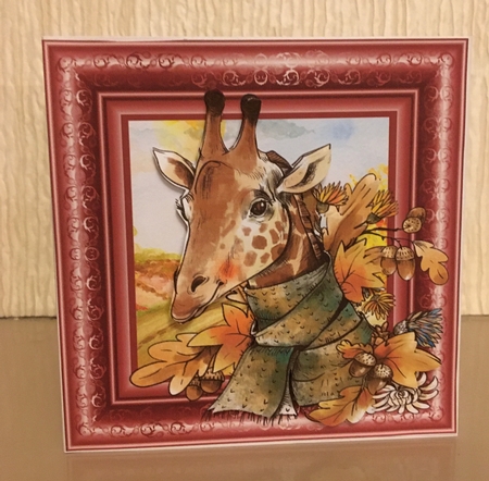 3 Autumn giraffe card fronts/toppers by Carole McGregor