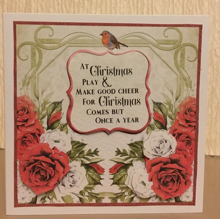Christmas Red Roses 8 x 8 Square Card by Carole McGregor