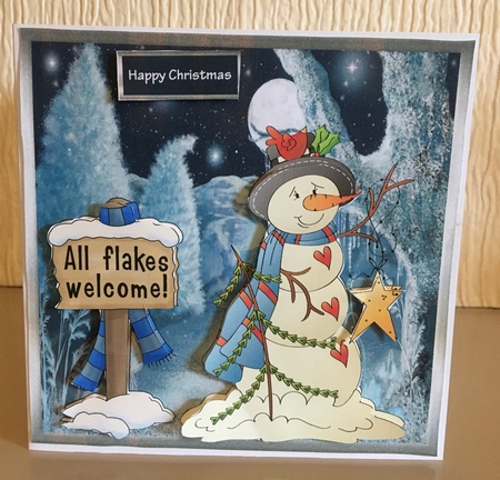 Snowman twinkle star 6x6 card by Carole McGregor