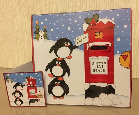 3D Animated Sleeps Till Santa Christmas Postbox Countdown Card Kit - Cute Penguins have a Letter for Santa by Carole McGregor
