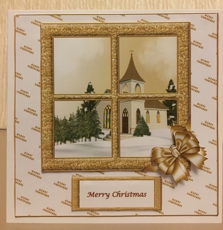 8 x 8 Christmas twinkle window quick card front by Carole McGregor