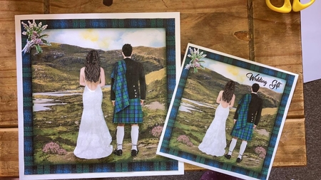 Scottish Wedding (3) - 7.5 x 7.5 Card Topper & Decoupage by Carole McGregor