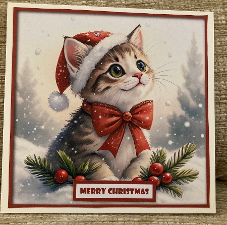 Christmas Cat Cute Quick Card by Carole McGregor