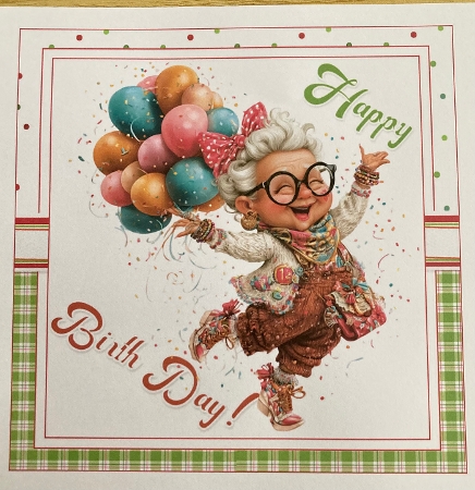 7x7 Quirky granny birthday wishes choice of four mini kit by Carole McGregor