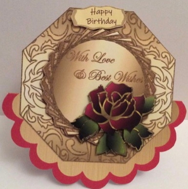 Octagon Shaped Love Best Wishes Topper with Twisted Frame & Rose by Carole McGregor