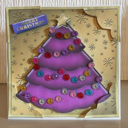8 x 8 Xmas Tree Scalloped Corner Topper by Carole McGregor