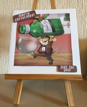 Christmas Gin Mouse! 8x8 Quick Card by Carole McGregor