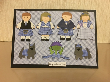 Highland Fling Scottish Characters - Blue Tartan by Carole McGregor