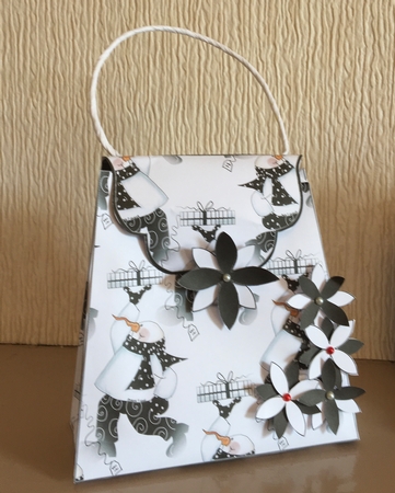 Large Gift Handbag - Monochrome Snowman by Carole McGregor