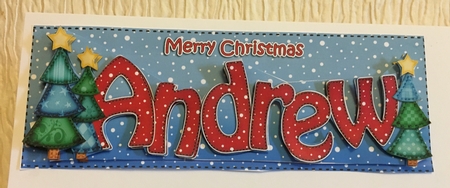 Merry Christmas Andrew Trees Large Dl & 3D Decoupage by Carole McGregor