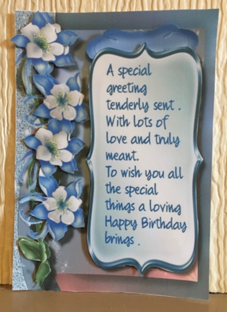 Beautiful Birthday Greetings with Verse in Blue by Carole McGregor