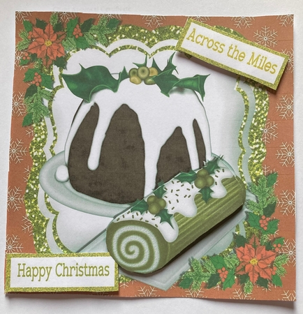 Lovely Christmas Pudding and Chocolate Log 8x8 by Carole McGregor
