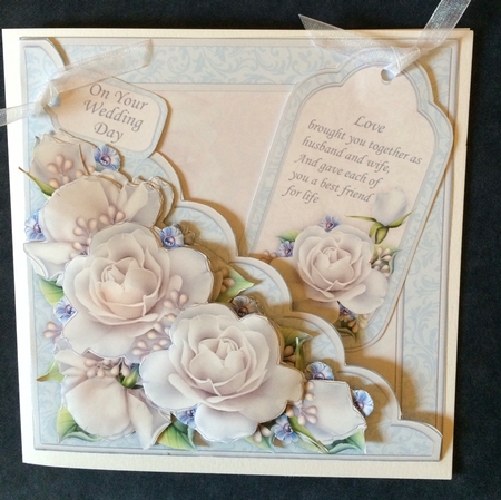 Square Scallop Pocket Silver Roses Wedding or Anniversary by Carole McGregor
