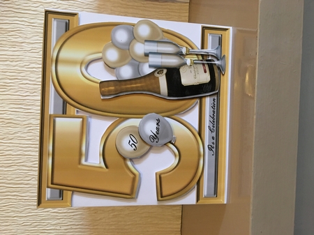 I Card Front Golden Wedding Anniversay - 50 Years - Golden Numbers by Carole McGregor