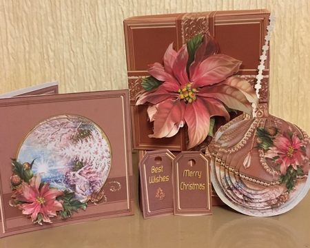 Rose Gold 3D Bauble Christmas Church Scene Kit.4 by Carole McGregor