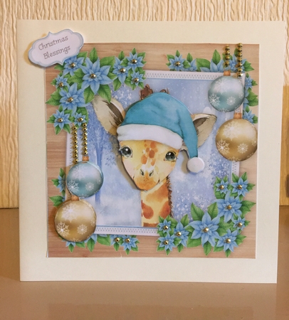 Gorgeous Festive Giraffe 8x8 by Carole McGregor