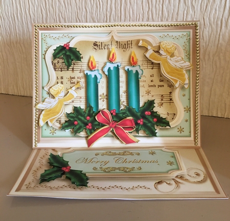 Cream Christmas Candle Easel Card Kit-2 by Carole McGregor
