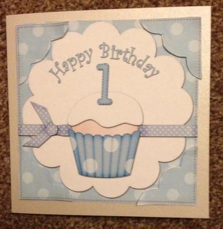 8 x 8 1st Birthday Cupcake Felties Scalloped Corner Topper by Carole McGregor