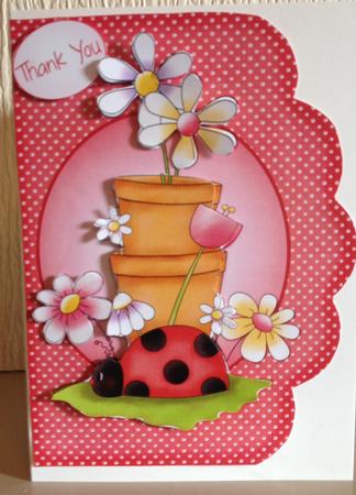 Ladybug in Garden with Scalloped Edges by Carole McGregor