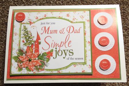 Mum & Dad Simple Joys of the Season Tent Fold Card Front by Carole McGregor