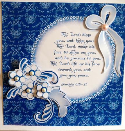 Delft Flowers the Lord Bless You Card Front by Carole McGregor