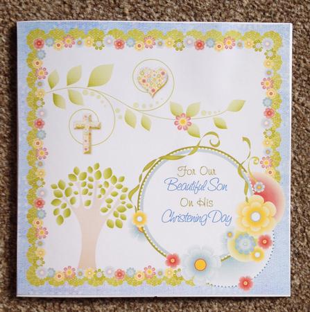 Our Son's Christening Card Topper 8x8 Inch Add Embellishment by Carole McGregor