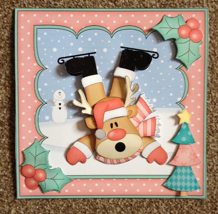 8x8 Christmas Oops Rudolph Mini Kit 3D Decoupage by Carole McGregor