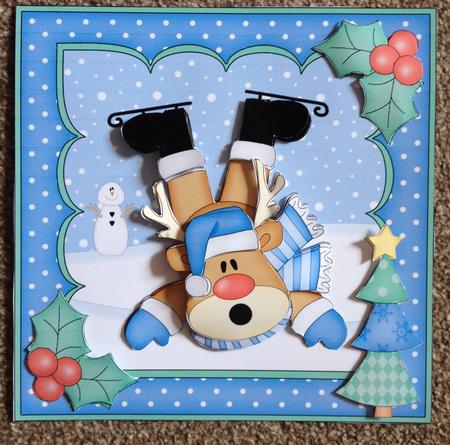 8x8 Christmas Oops Rudolph Mini Kit 3D Decoupage by Carole McGregor