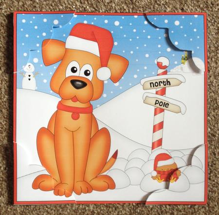8 x 8 Christmas Rusty Dog Scalloped Corner Topper by Carole McGregor
