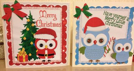 10, 8x8 Christmas Owls in Santa Hats with Toppers Kit by Carole McGregor