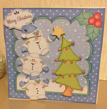 8x8 Christmas Snowball Sam Dressing the Tree 3D Decoupage by Carole McGregor