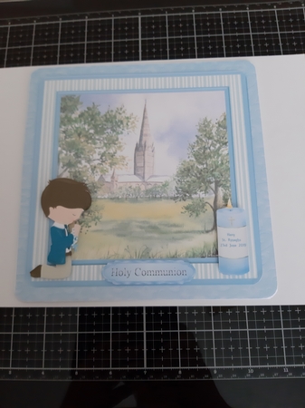 First Holy Communion Boy (brunette) Card Topper & Decoupage by Caroline Curran