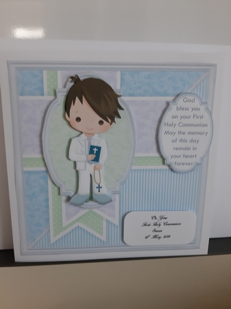 1ST HOLY COMMUNION or CONFIRMATION Boy & Verse 7.5 Decoupage & Insert Mini Kit by Caroline Curran