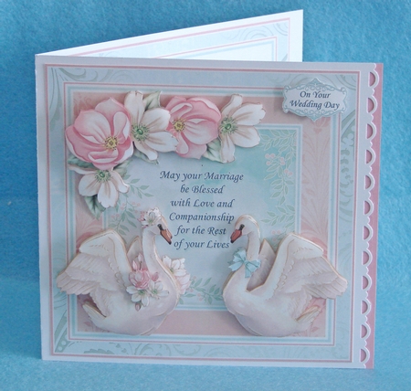 WEDDING VERSE & SWANS 7.5 Decoupage & Insert Card Kit by Carolyn Norris