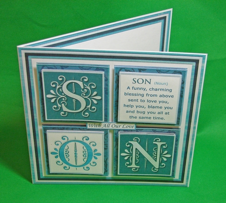 SON DEFINITION SQUARES 7.5 Humorous Birthday Quick Layer Card by Carolyn Norris