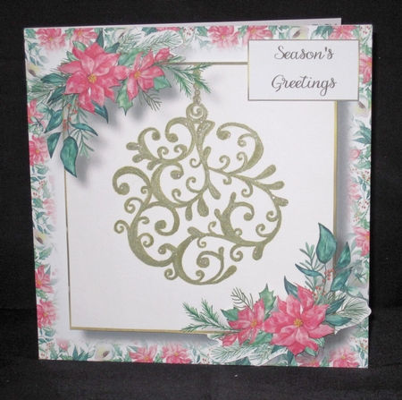 Golden Bauble & Poinsettias by Carolyn Norris