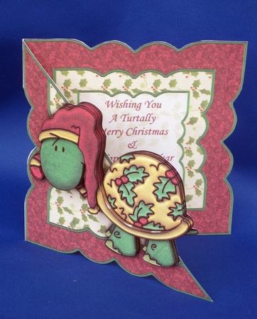 Turtally Merry Christmas All in One Over the Edge Card by Carolyn Norris