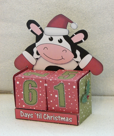 3D Milly Moo Cow Sleeps 'til Santa Countdown Cube Set by Carolyn Norris