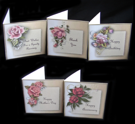 6 Blank Floral Card Tiles by Carolyn Norris