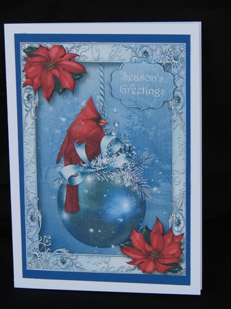 Christmas Cardinal & Red Poinsettias by Carolyn Norris
