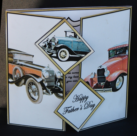 Square Gatefold card - Vintage Cars (FD) by Carolyn Norris