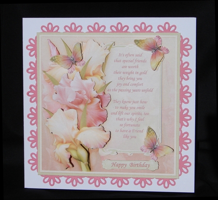 BLUSH OF IRIS & VERSE FOR FRIEND 7.8 Decoupage Mini Kit by Carolyn Norris