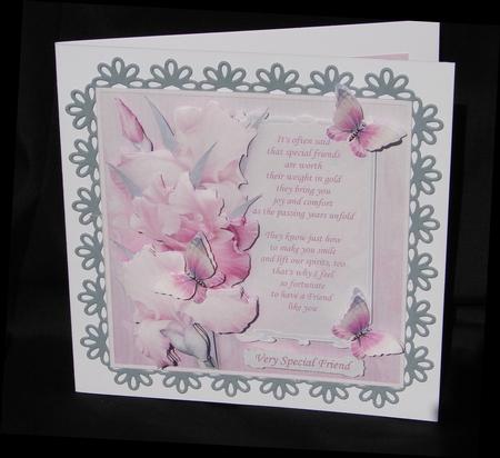 BLUSH OF IRIS & VERSE FOR FRIEND 7.8 Decoupage Mini Kit by Carolyn Norris