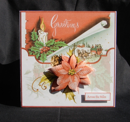 Vintage riding home for Christmas 7x7 card with decoupage by Carolyn Norris