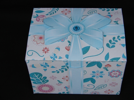 Gift Box Springtime Floral Pattern with Bow Decoupage by Carolyn Norris