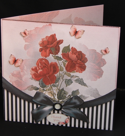Vintage Flower Stripes and Butterflies 946 by Carolyn Norris