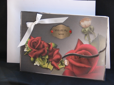Velvet Roses Fancy Scalloped Edge Envelope Card by Carolyn Norris