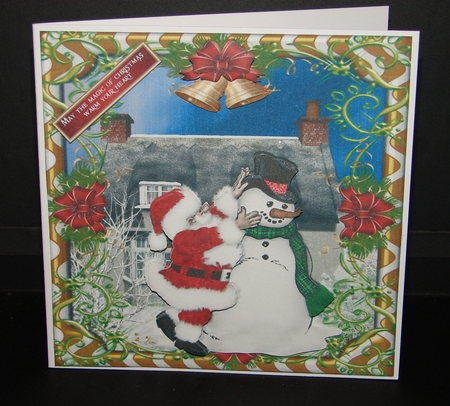 Santa Fixing Snowmans Hat 2 by Carolyn Norris