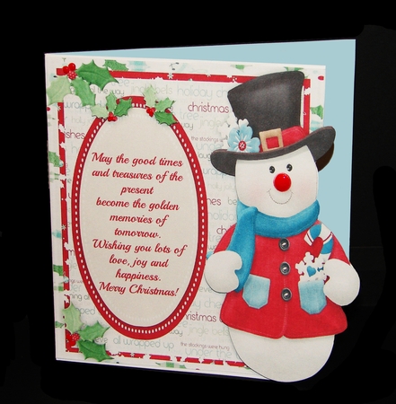 Over The Edge Snowman in Top Hat with Verse  by Carolyn Norris