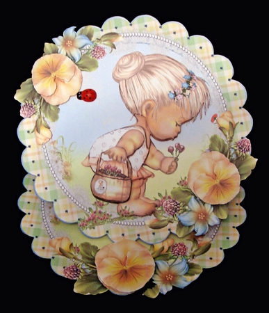 Picking the Flowers Scalloped Round Easel Card Mini Kit  by Carolyn Norris